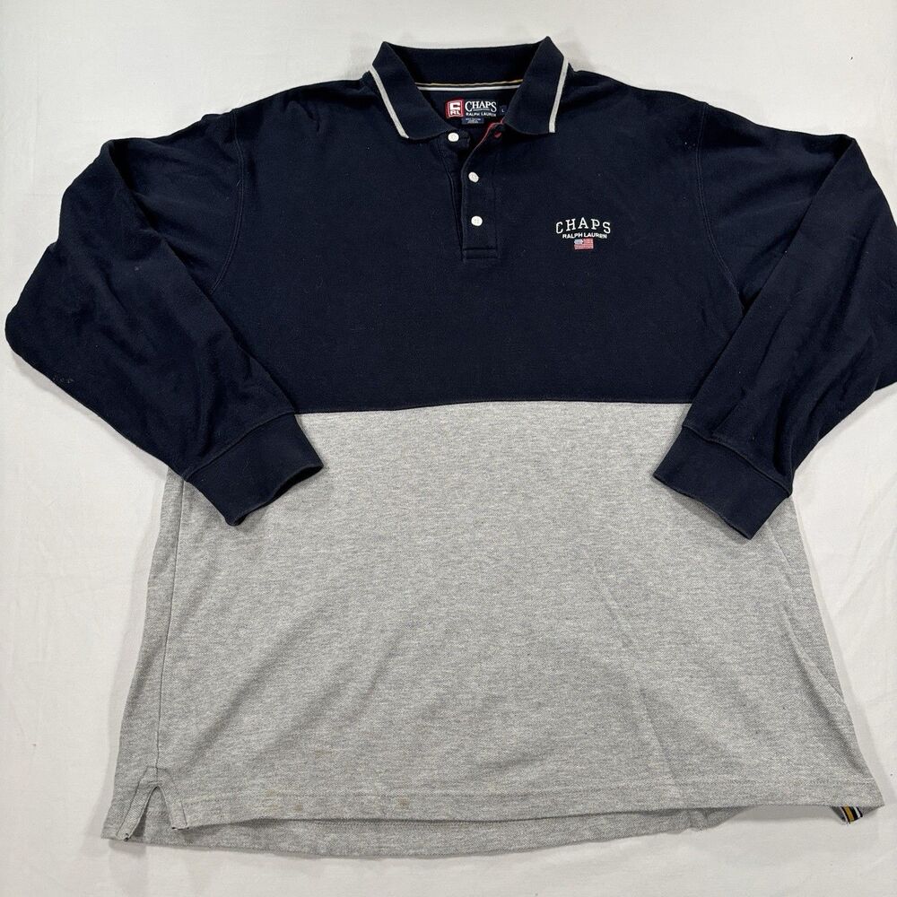 Vintage Chaps Ralph Lauren Large Rugby Shirt Mens Large Long Sleeve Colorblock